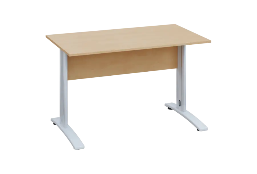 EPK 27 - 12 stůl kancelářský, kovová podnož bílá, deska 25 mm, široký 1200 mm, bříza irská